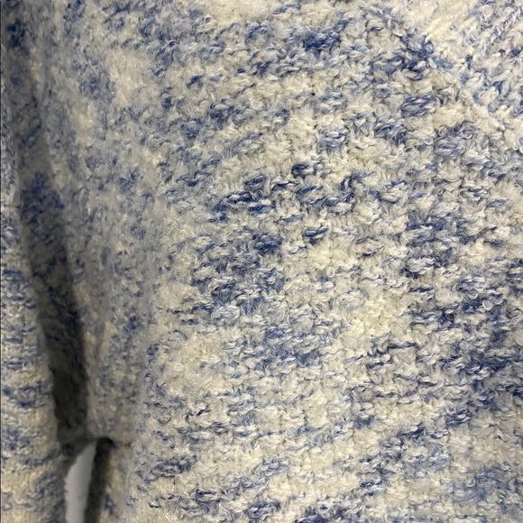 LC Lauren Conrad Sweater V-Neck Tunic Blue and Cream Knit Oversized Size Medium - Picture 5 of 10